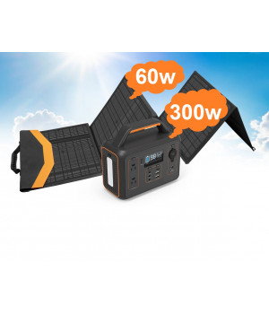 BRIDNA 300W (Пік 600Вт) + сонячна панель 60W портативний сонячний генератор електростанція, ДБЖ, із зарядкою від сонячної панелі.