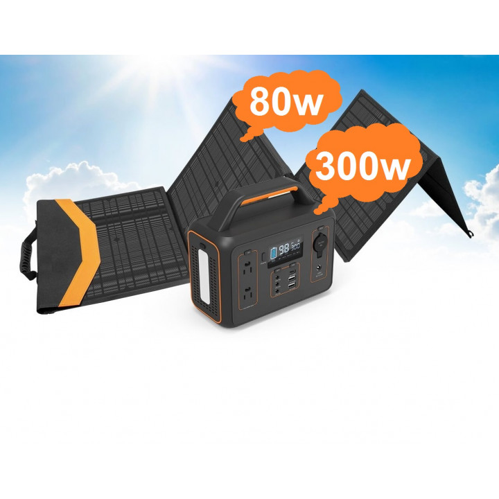 BRIDNA 300W (Пік 600Вт) + сонячна панель 80W портативний сонячний генератор електростанція, ДБЖ, із зарядкою від сонячної панелі.