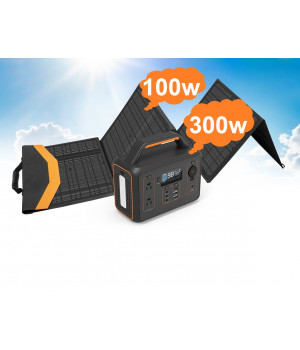 BRIDNA 300W (Пік 600Вт) + сонячна панель 100W портативний сонячний генератор електростанція, ДБЖ, із зарядкою від сонячної панелі.