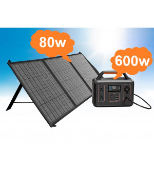 BRIDNA 600W (Пік 1200Вт) + сонячна панель 80W портативний сонячний генератор електростанція, ДБЖ, із зарядкою від сонячної панелі.