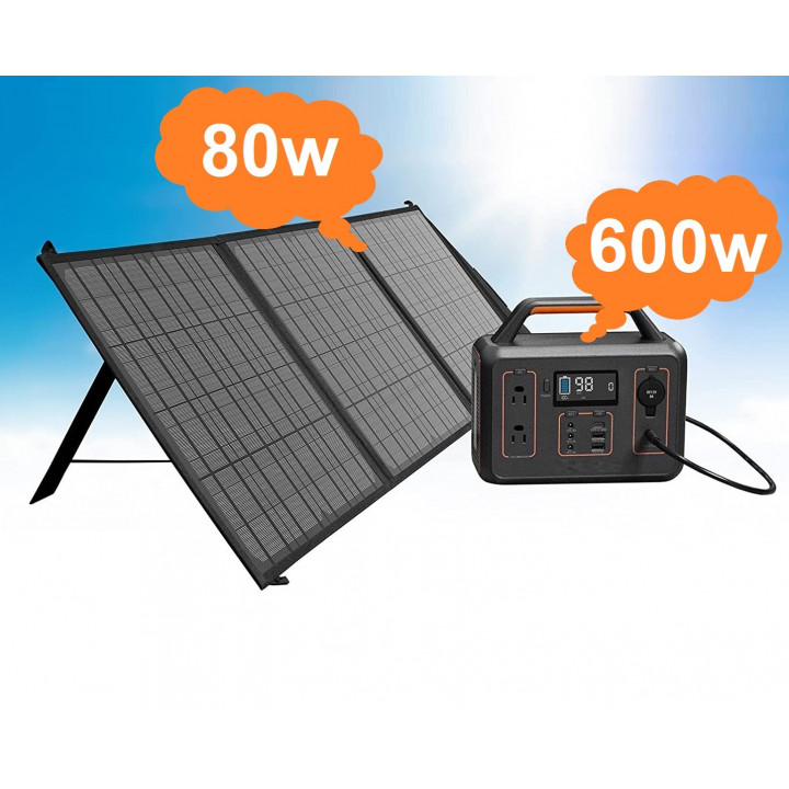 BRIDNA 600W (Пік 1200Вт) + сонячна панель 80W портативний сонячний генератор електростанція, ДБЖ, із зарядкою від сонячної панелі.
