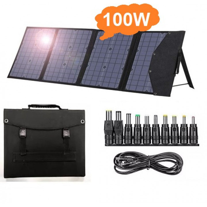 AUMOON ES-100W + Holder.  Портативна сонячна панель складана монокристалічна кремнієва, зарядний пристрій для заряджання.