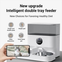 Годівниця з відеокамерою для котів та собак автоматична Pet Life DU5L-VH WiFi 5,0л. з двома тарілками Біла